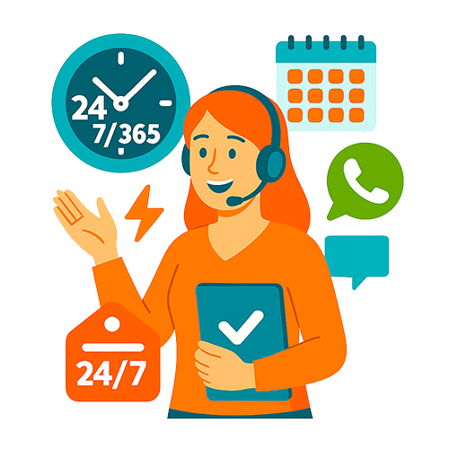 Мгновенная поддержка 24/7/365. Работаем без выходных и праздников
